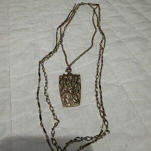 Gold-Tone Filigree Pendant Necklace - Women Jewelry